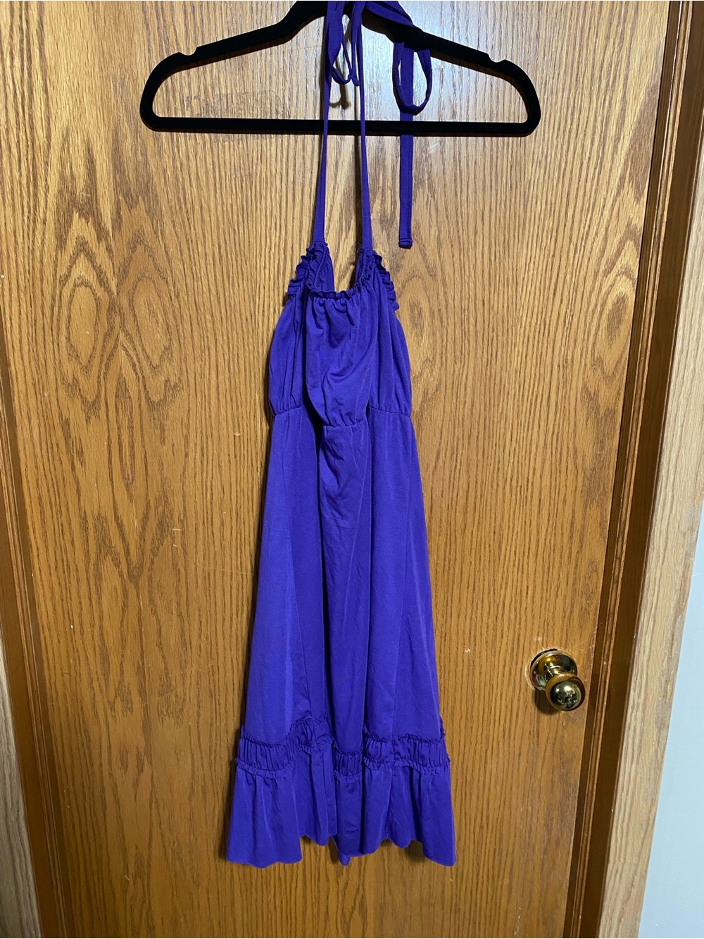 Cute purple built-in bra halter top dress